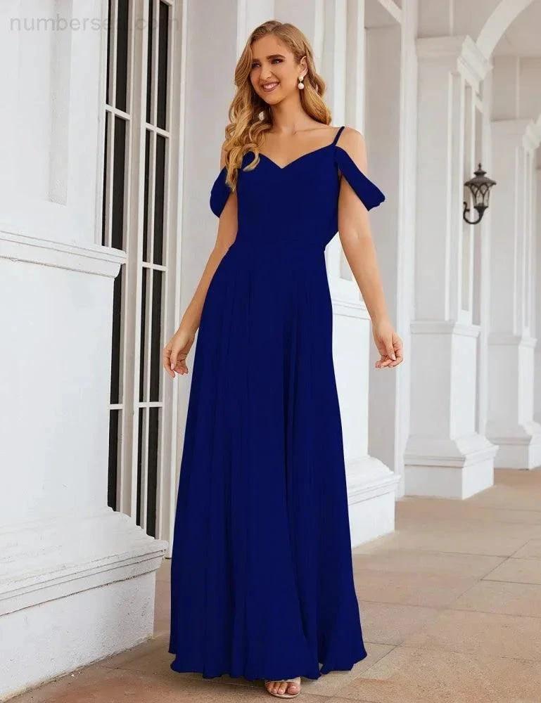 ZapDress Cold Shoulder Chiffon Bridesmaid Dresses Long Maxi Formal Prom Gowns for Women Party (ZD17042)