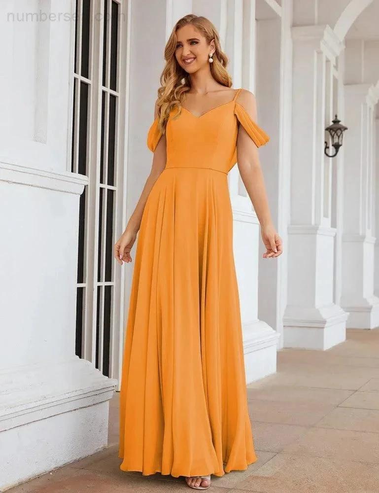 ZapDress Cold Shoulder Chiffon Bridesmaid Dresses Long Maxi Formal Prom Gowns for Women Party (ZD17042)