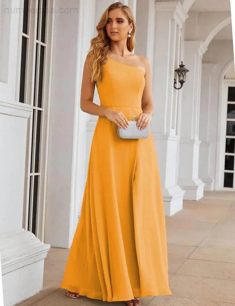 ZapDress One Shoulder Chiffon Bridesmaid Dresses Long Formal Homecoming Prom Gowns for Women Party Wedding Evening (ZD16950)