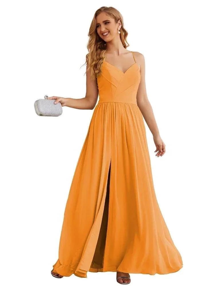 Numbersea Spaghetti Strap Bridesmaid Dresses Long Formal Party Prom Gowns 28060 by numbersea