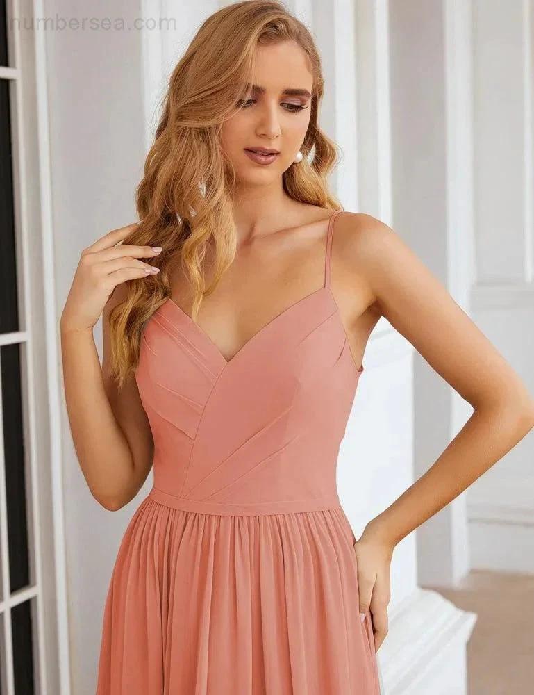 ZapDress Spaghetti Strap Bridesmaid Dresses Long Formal Party Prom Gowns 28060 (ZD17043)