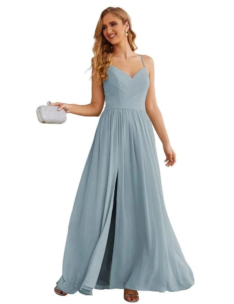Numbersea Spaghetti Strap Bridesmaid Dresses Long Formal Party Prom Gowns 28060 by numbersea