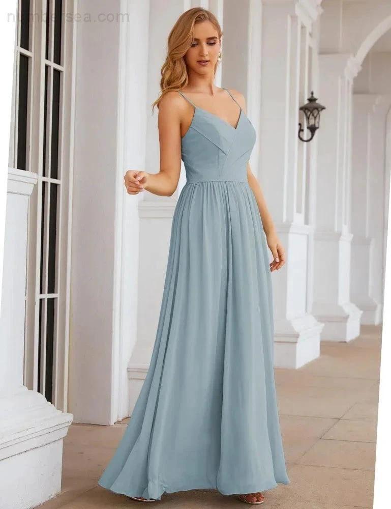 ZapDress Spaghetti Strap Bridesmaid Dresses Long Formal Party Prom Gowns 28060 (ZD17043)