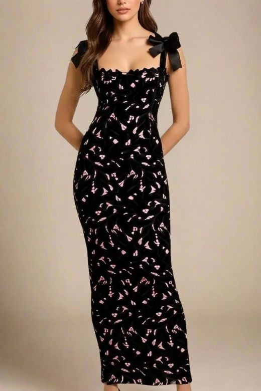 Odette Bodycon Lace Maxi Dress - Classic Black