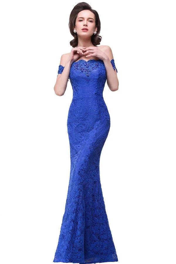 Off-the-shoulder Floor-length Lace Mermaid Bridesmaid Dresses (ZD13133)