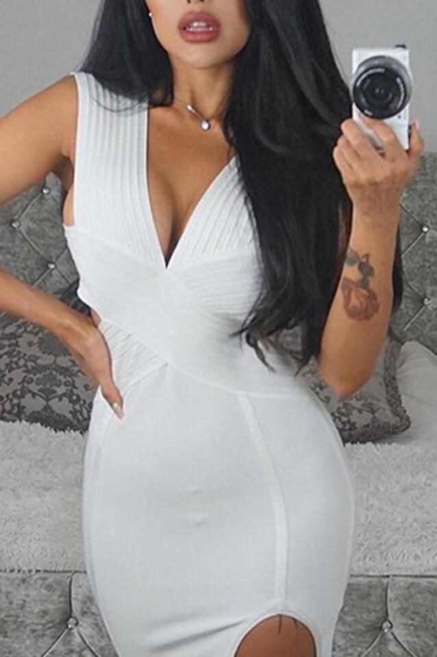 Pia Bandage Dress - White Pearl