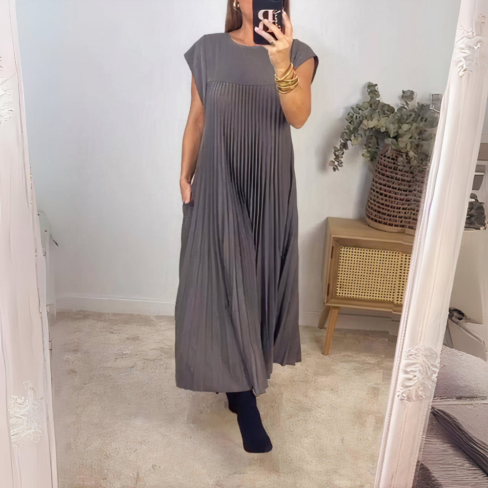 Vanessa Elevated Chic Pleated Summer Dress with a Flattering Fit Silhouette Collection