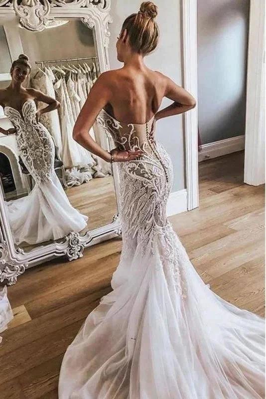 Pretty Mermaid Lace Sexy Sweetheart Elegant Wedding Dresses (ZD14711) - VelvetHem