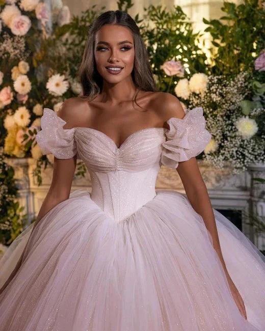 Princess Luxury Wedding Dresses Glitter with Lace (ZD16435)