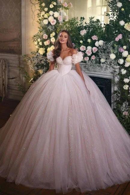 Princess Luxury Wedding Dresses Glitter with Lace (ZD16435)
