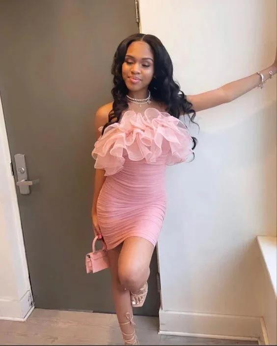 22nd Birthday Outfit Dress,Pink Homecoming Dress Sexy Party Dress Black Girls Dress Y864 by simplepromdress