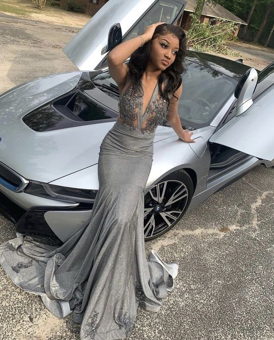 Luxury Black Girl Prom Dress Sexy Mermaid Evening Dress Y541 - VelvetHem