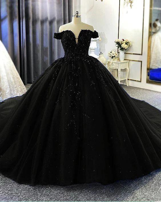 Ball Gown Off The Shoulder Wedding Dress Beaded Prom Dress (ZD13576) - VelvetHem