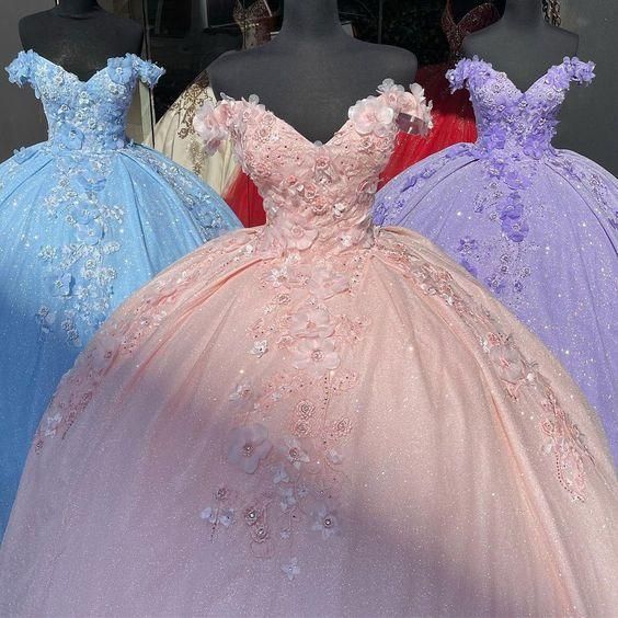 Pink ball gown Party Dress Elegant Long evening gown Sweet 16 Dress Quince Dresses - VelvetHem