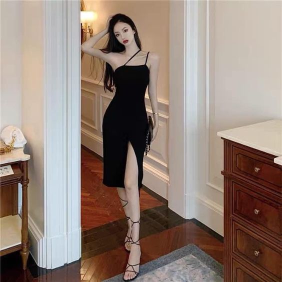Black Kneen Length Party Dress ,Chic Homecoming Dress - VelvetHem
