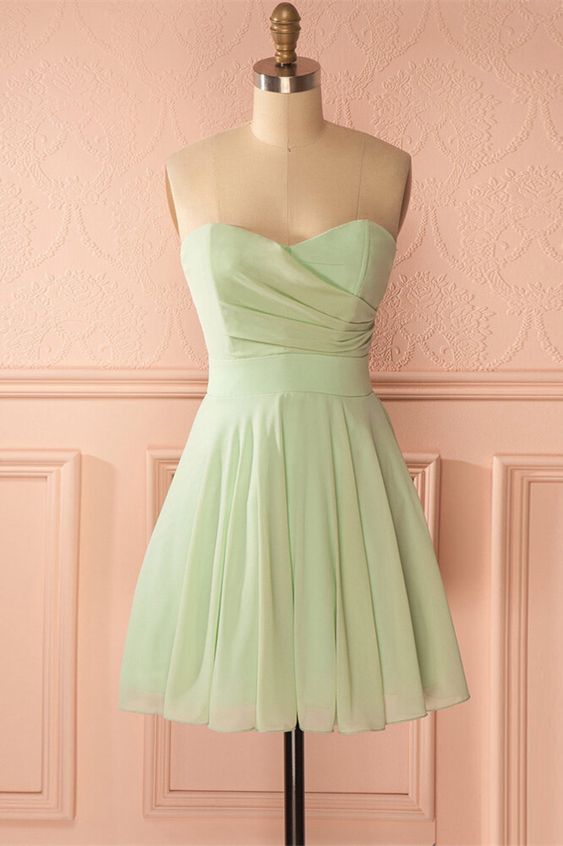 Sage Green Strapless Short A-line Party Dress - VelvetHem