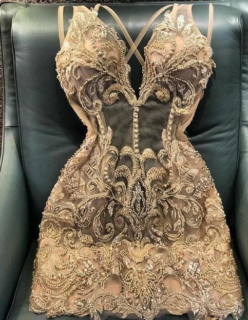 Sexy Champagne Short Homecoming Dresses With Beading - VelvetHem