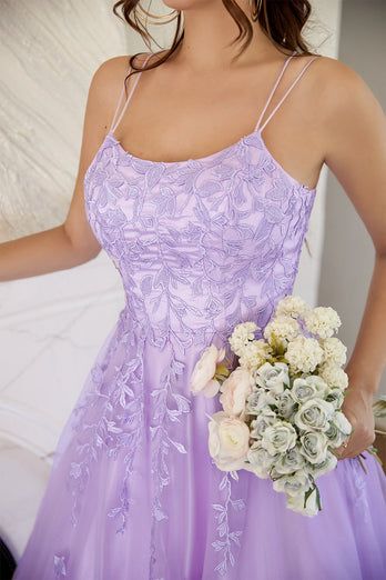 Elegant Lavender / Yellow A-line Prom Dress - VelvetHem
