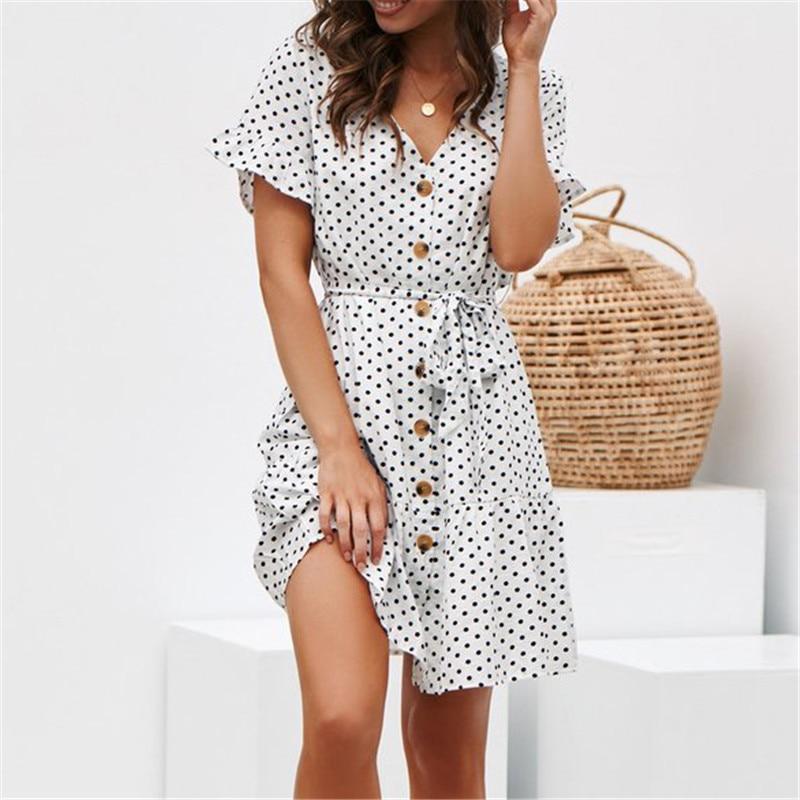 Irena Short Sleeve Dress with Polka Dot for Women Date Night Outfit