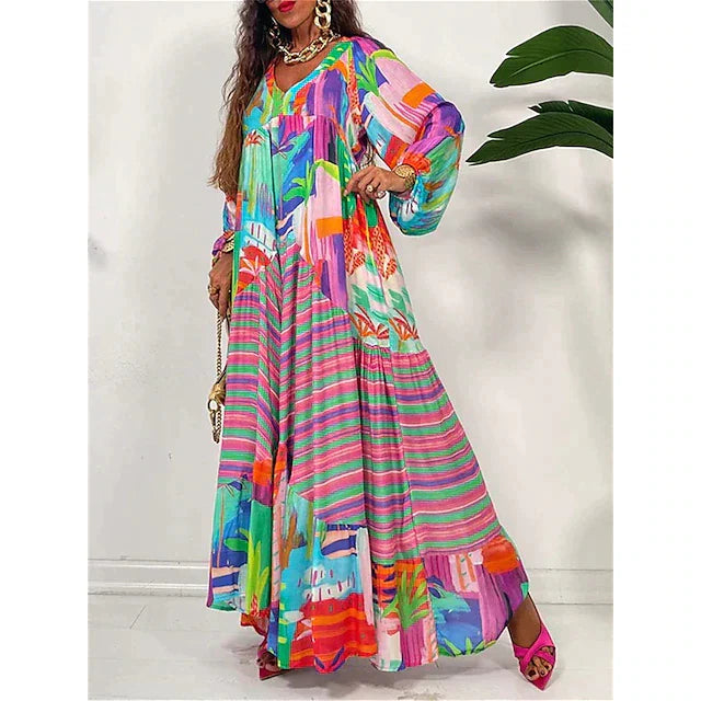 Nahia Loose Boho Maxi Dress with Floral Print for Women Stylish Outfit