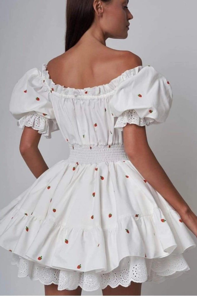 Judith Effortless Printed Mini Dress with Puff Sleeves Premium Wardrobe Essential