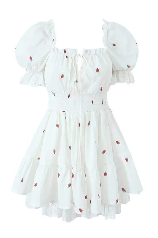 Judith Effortless Printed Mini Dress with Puff Sleeves Premium Wardrobe Essential