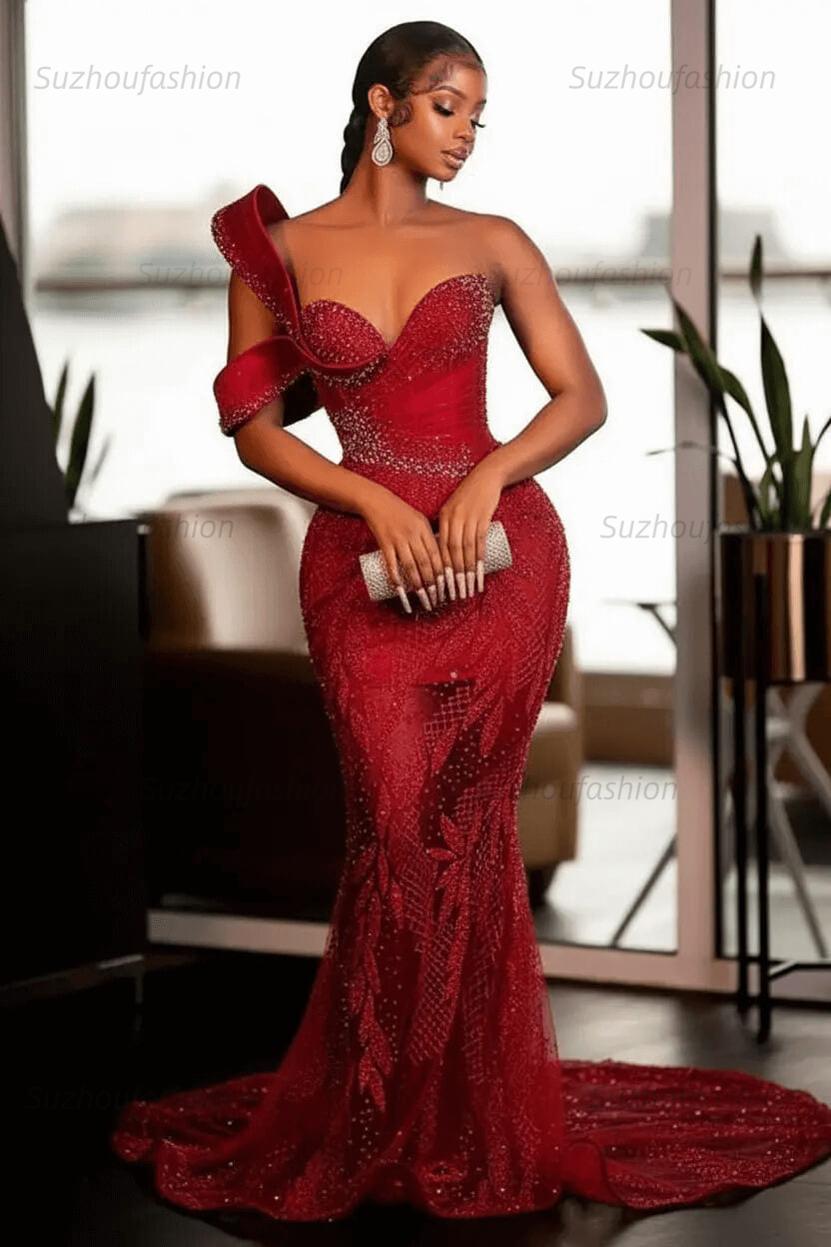 Mermaid Jewel Floor Length Sleeveless Appliques Lace Sequined Prom Dress