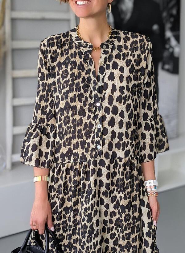 Silvia Stylish Leopard Print Dress for Women Minimalist Chic Style