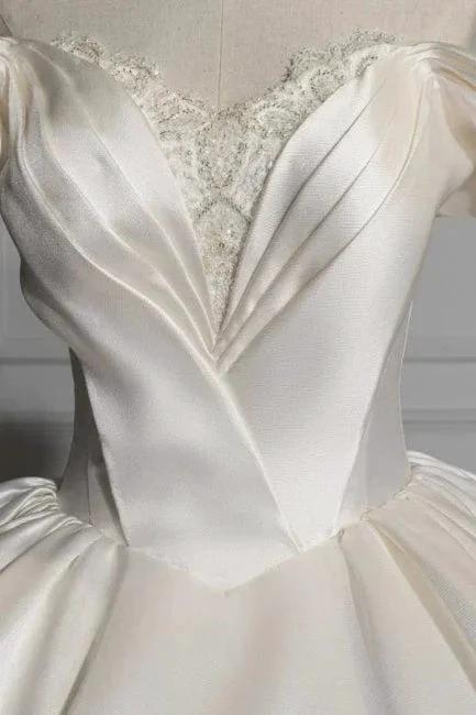 Romantic Off-the-shoulder Ball Gown Satin Wedding Dresses (ZD16547)