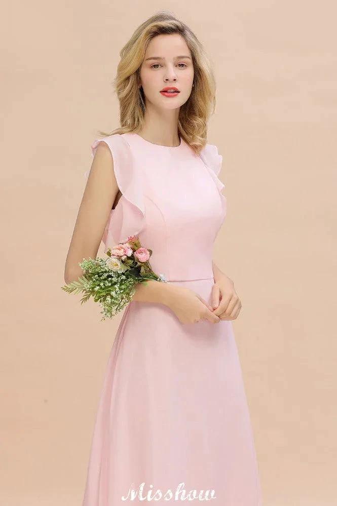 Romantic Sleeveless aline Bridesmaid Dress Garden Floor Length Simple Wedding Dress (ZD12940)