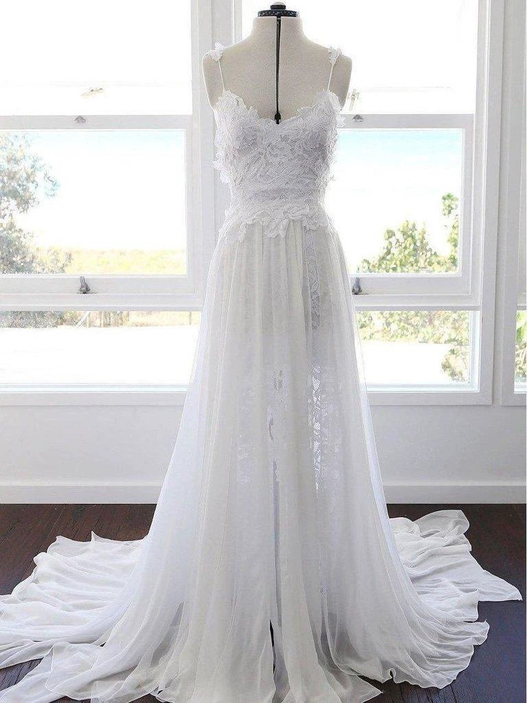 Romantic Sweetheart Chiffon Beach Wedding Dress with Lace (ZD16285)