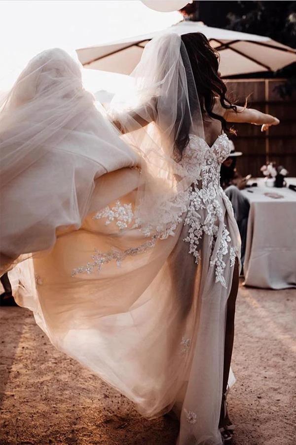 Romantic Sweetheart Wedding Dress Bohemio Bridal Gowns With 3D Lace (ZD16320)