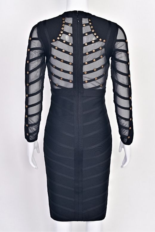 Rosa Long Sleeve Bodycon Dress - Classic Black