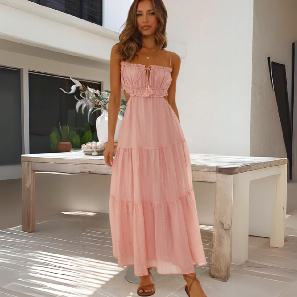 Sophie Chic Summer Midi Dress with Thin Straps Evening Wear Edit