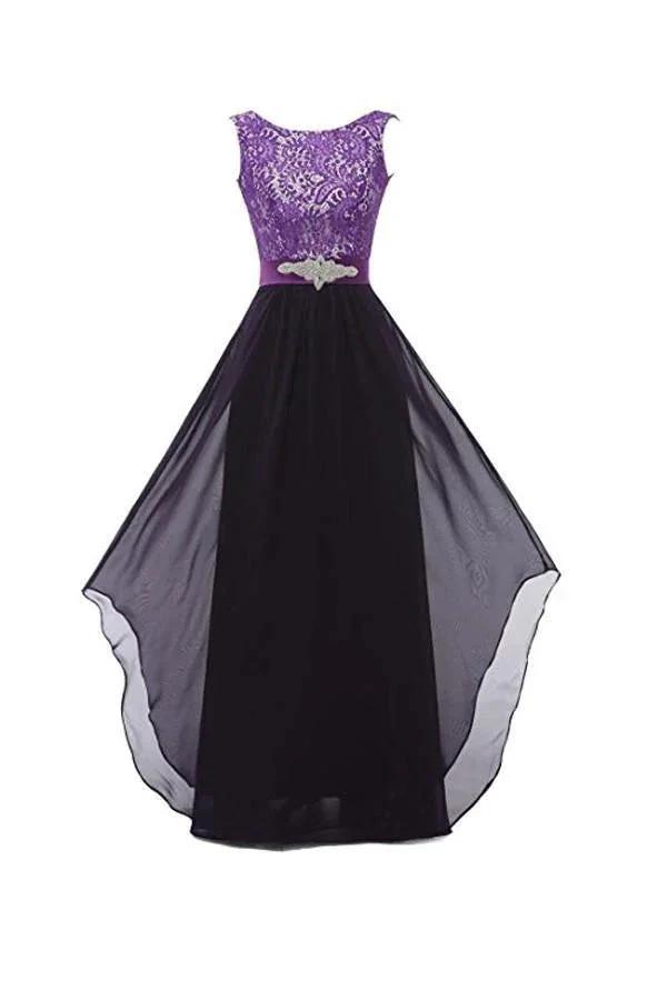Round Neck Lace Sleeveless Long Prom Evening Dresses Bridesmaid Dress (ZD13188)