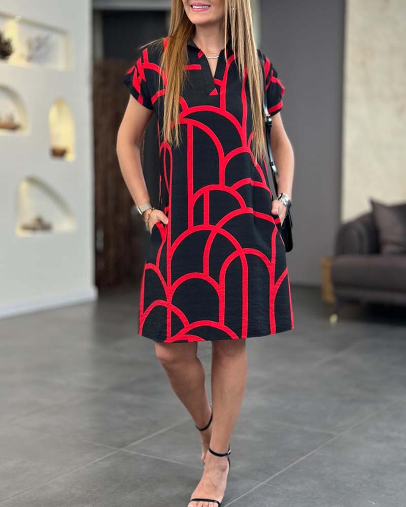 Zahira Dress with Short Sleeves in Midi Length for Women