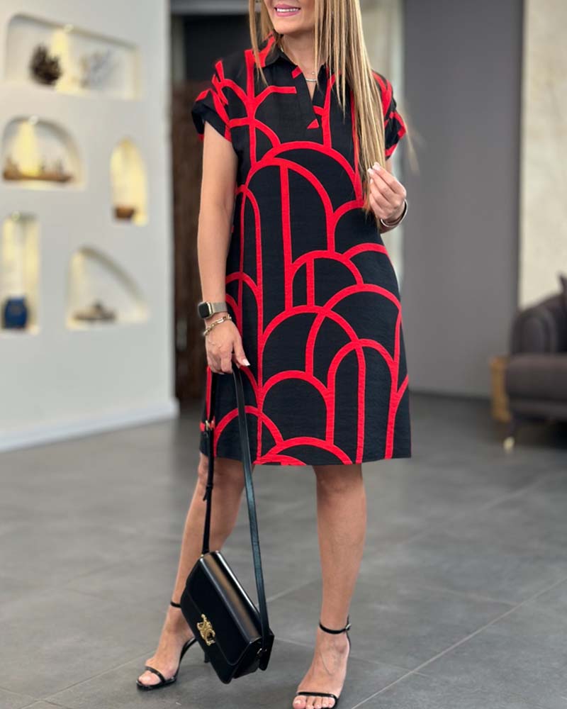 Zahira Dress with Short Sleeves in Midi Length for Women