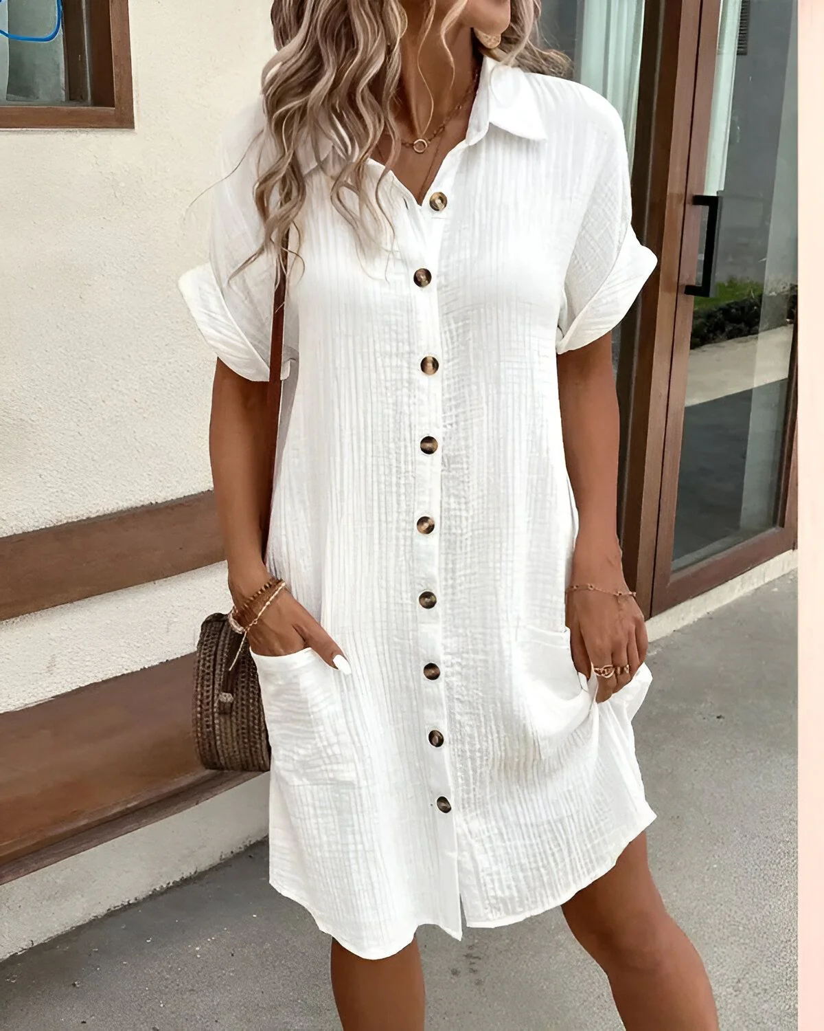 Ximena Exclusive Flattering and Breezy Mini Shirt Dress Premium Wardrobe Essential