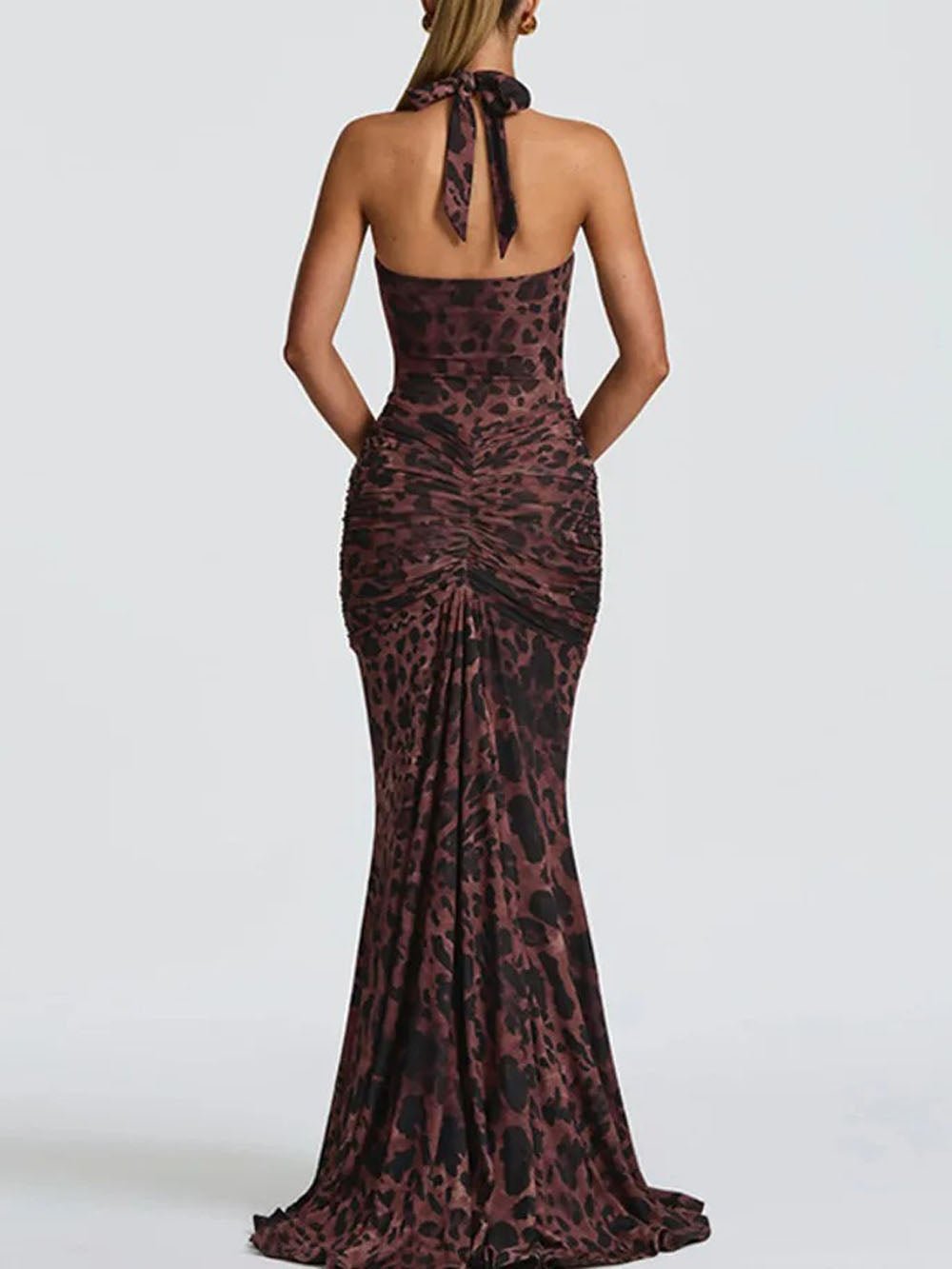 Serena Leopard Halter Maxi Dress