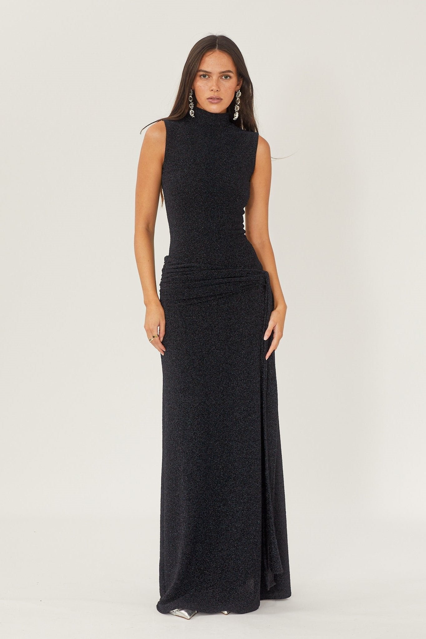 Melanie Premium Maxi Knit Dress with Metallic Straps Elevated Occasion Wear