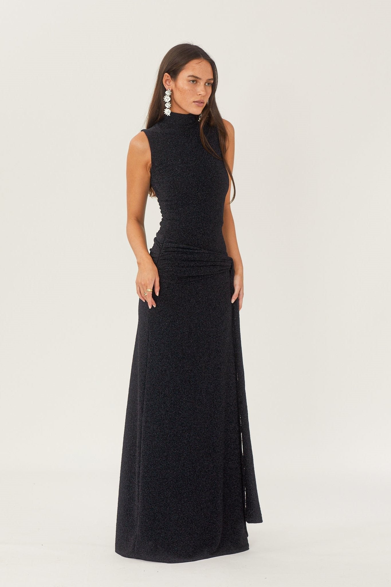 Melanie Premium Maxi Knit Dress with Metallic Straps Elevated Occasion Wear