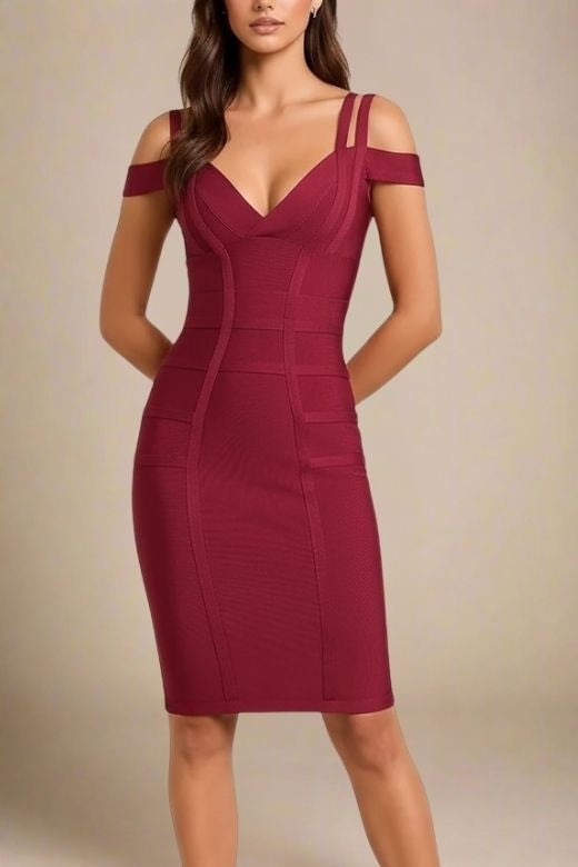 Sia Bandage Dress - Red Wine