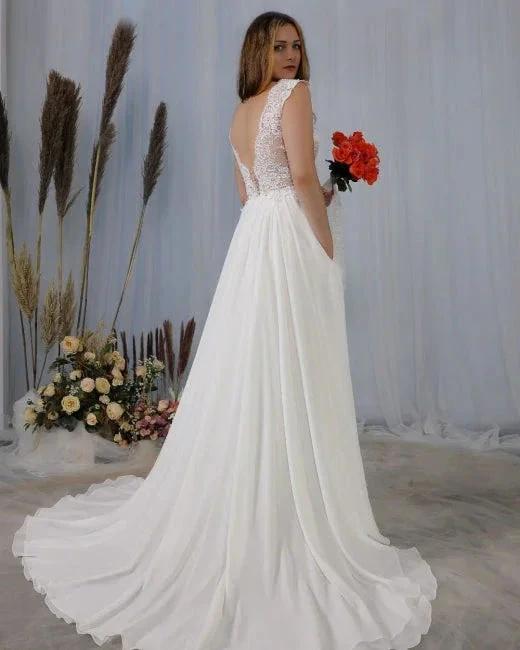 Simple wedding dresses with lace | Summer wedding dresses (ZD13910)