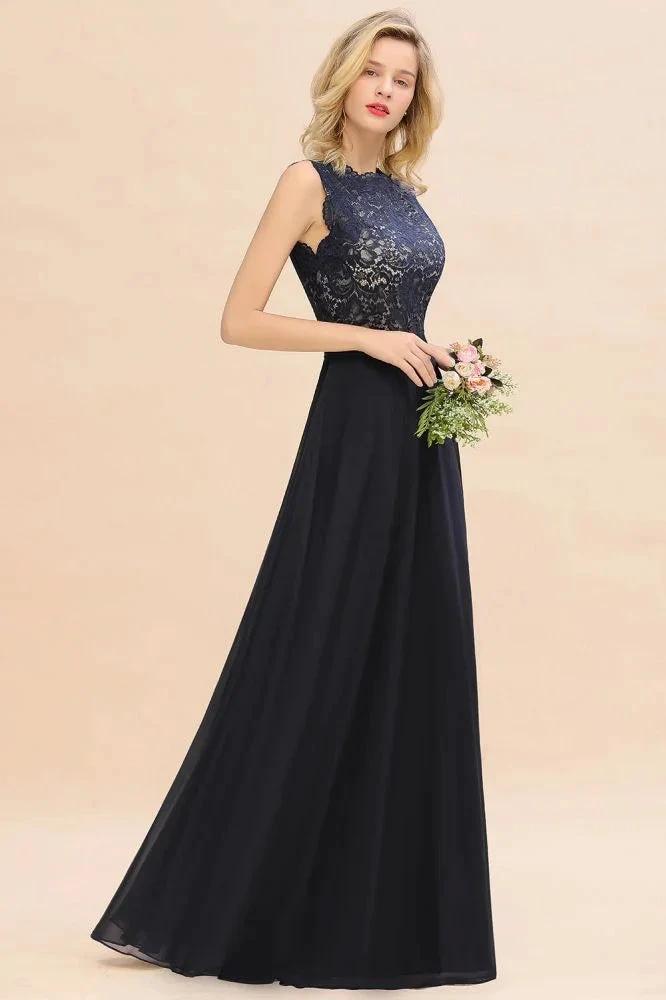 Sleeveless A-line Evening Maxi Gown Lace Appliques Floor Length Bridesmaid Dress Formal Party Gown (ZD13129)