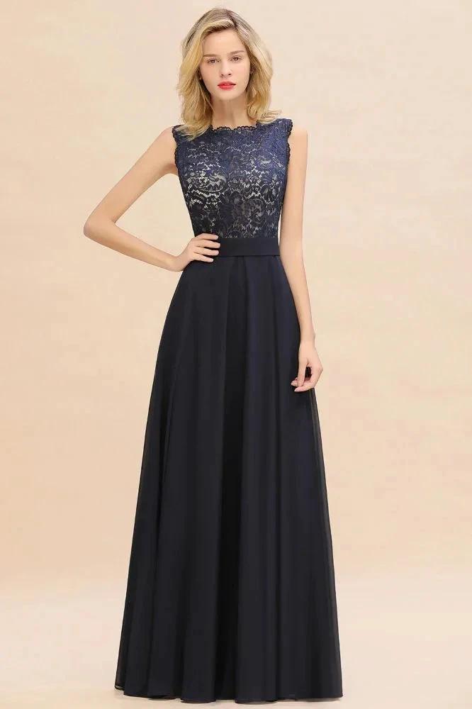 Sleeveless A-line Evening Maxi Gown Lace Appliques Floor Length Bridesmaid Dress Formal Party Gown (ZD13129)