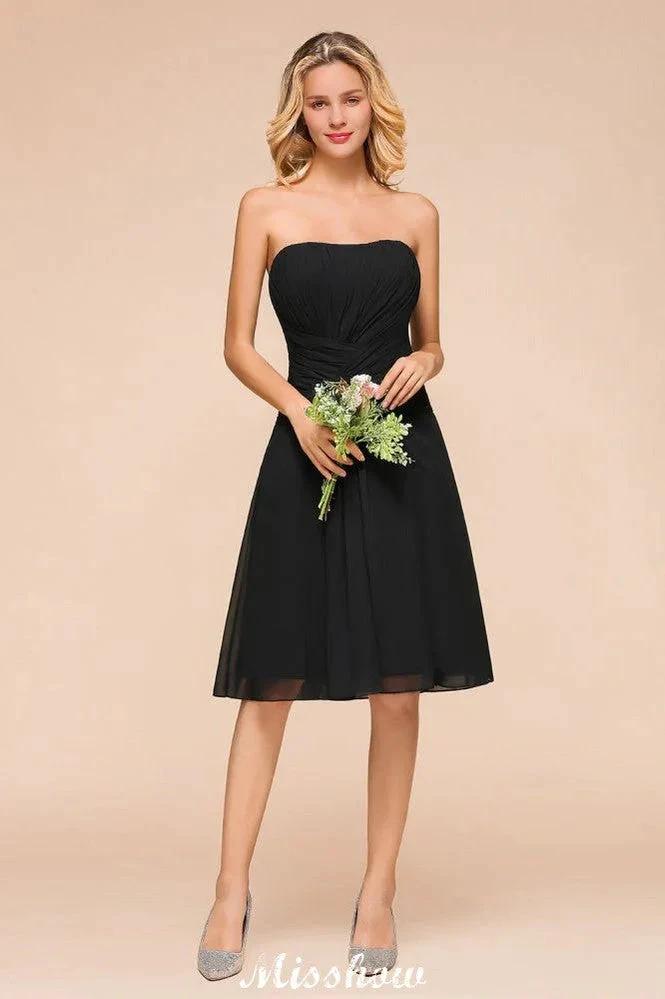 Sleeveless Black Tie Affair Special Occasion Dress Mini Bridesmaid Dress by misshow.com