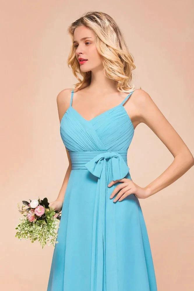 Sleeveless Chiffon Ankle Length Bridesmaid Dress Mini Beach Wedding Guest Dress (ZD12955)