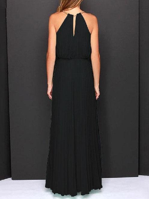 Solid Sleeveless Off shoulder Dress