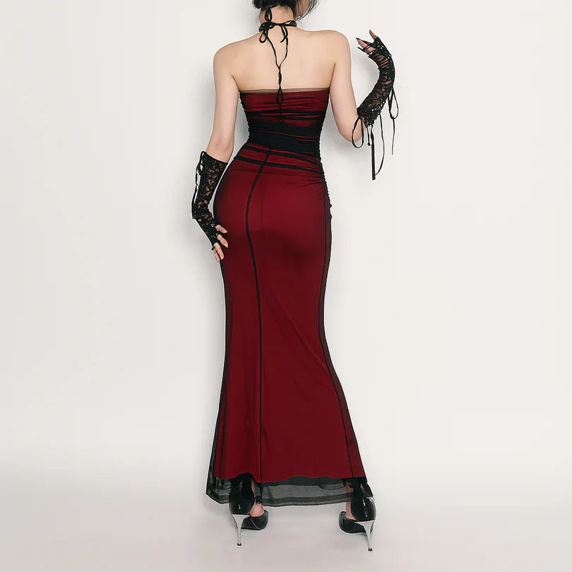 Vintage Halter Sheath Long Party Dress Formal Evening Dress - View 7 | VelvetHem