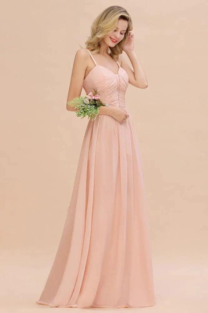 Spaghetti Straps Aline Bridesmaid Dress Sweetheart  Chiffon Swing Evening Dress (ZD13150)